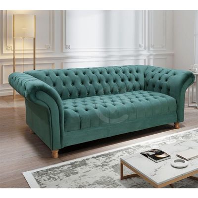 Sofá Chesterfield Conde D'El 3 Lugares Via Veludo Verde