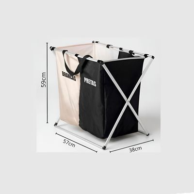 Cesto de Roupas Duplo 128L Alumínio