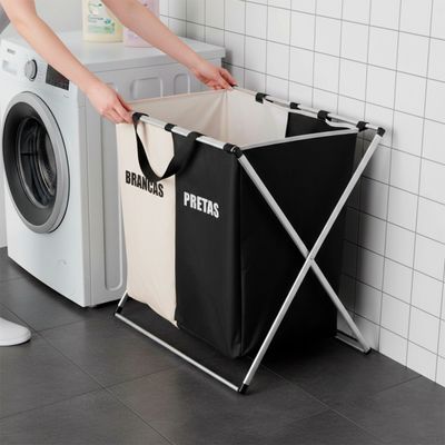 Cesto de Roupas Duplo 128L Alumínio