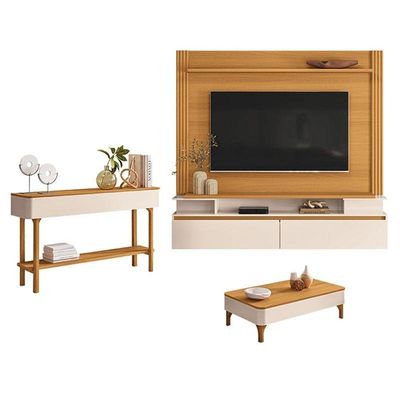 Home Suspenso Astor Cinamomo Off White Com Mesa De Centro Liz E Aparador Fiero Off White Cinamomo - Hb Móveis