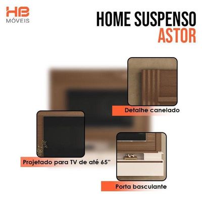Home Suspenso Astor Castanho Off White Com Mesa De Centro Liz E Aparador Fiero Off White - Hb Móveis