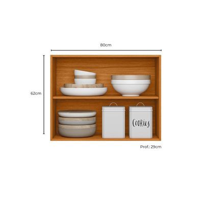 Armário Aéreo Ravena 80CM 2 Portas MDF Off White para Cozinha Compacta