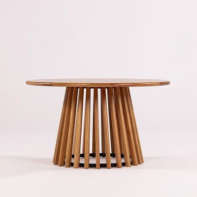 Mesa de Centro Dover Redondo Madeira Maciça 80CM Marrom Acabamento Verniz