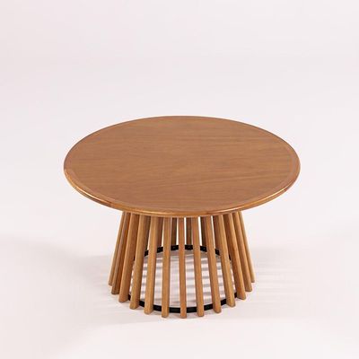 Mesa de Centro Dover Redondo Madeira Maciça 80CM Marrom Acabamento Verniz