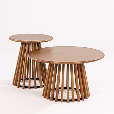 Mesa de Centro Dover Redondo Madeira Maciça 80CM Marrom Acabamento Verniz