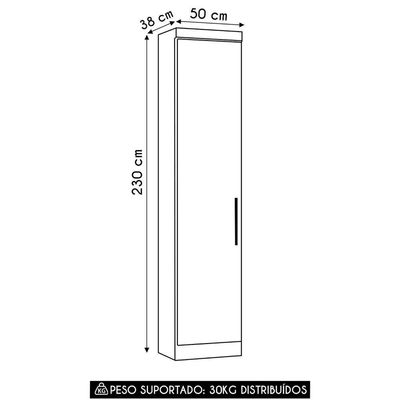 Guarda Roupa Modulado Sapateira 50cm 1 Porta Taiga Branco L01 - Mpozenato