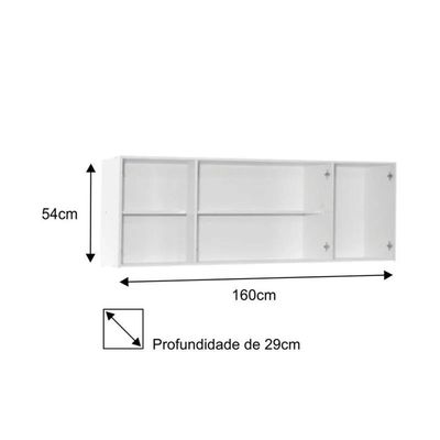 Armário Aéreo Panamá 04 Portas 160cm Branco/castanho - Lumil Móveis