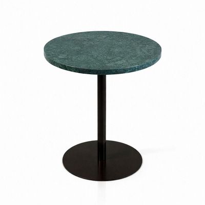 Mesa Lateral Atria Redonda Mármore Guatemala Alumínio 41CM Marrom