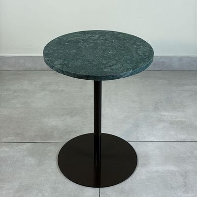 Mesa Lateral Atria Redonda Mármore Guatemala Alumínio 41CM Marrom