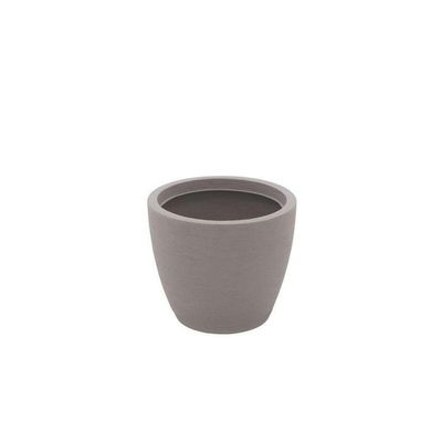 Vaso para Plantas Asteca Redondo 32CM em Polietileno Concreto com Prato