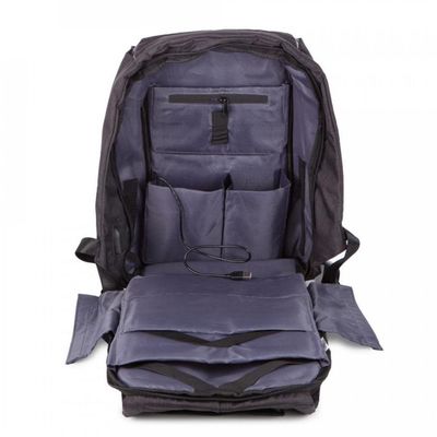 Mochila Anti Furto Roubo Com Cabo Usb Para Notebook Azul