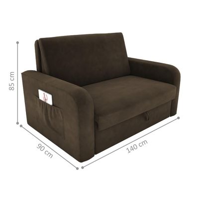 Sofá Cama Com Baú 2 Lugares John Suede Cappuccino