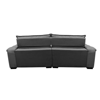 Sofá Retrátil E Reclinável 2,52m Com Molas Ensacadas Cama Inbox Aconchego Tecido Suede Preto