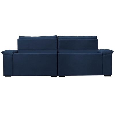 Sofá Retrátil E Reclinável 2,35m Molas Ensacadas Cama Inbox Big Home Com Bordado 3d Velusoft Azul
