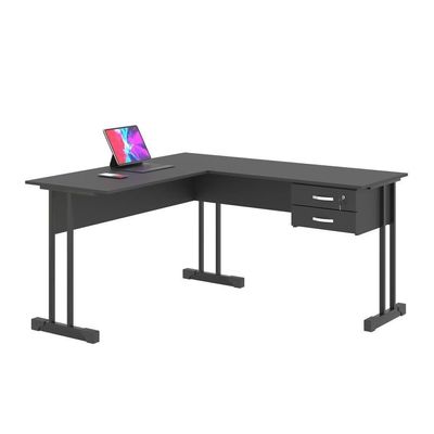 Mesa De Computador Em L Com Gaveta Lima Preto Onix