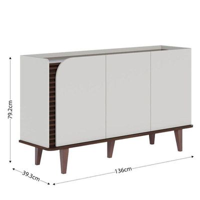 Cristaleira E Aparador Buffet Jurerê Off White Matte Nogueira Real - Colibri