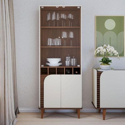 Cristaleira E Aparador Buffet Jurerê Off White Matte Nogueira Real - Colibri