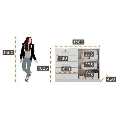 Guarda Roupa Casal Sonetto Com Espelho E Cômoda Seul Neve - Novo Horizonte