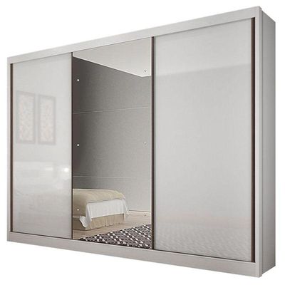 Guarda Roupa Casal Sonetto Com Espelho E Cômoda Seul Neve - Novo Horizonte