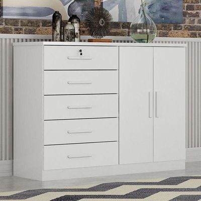 Guarda Roupa Casal Sonetto Com Espelho E Cômoda Seul Neve - Novo Horizonte