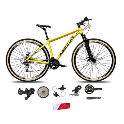 Bicicleta Aro 29 Absolute Nero 5 Alumínio 2x9 Freios Hidráulicos K7 Garfo Com Trava 18v Amarelo 19