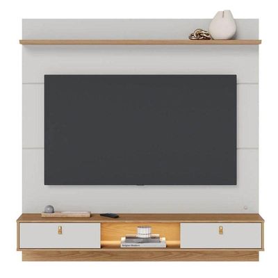 Painel Para Tv Home Suspenso Bali 1.6 Off White Matte Freijó - Colibri
