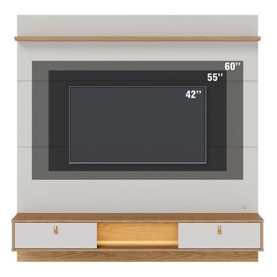 Painel Para Tv Home Suspenso Bali 1.6 Off White Matte Freijó - Colibri