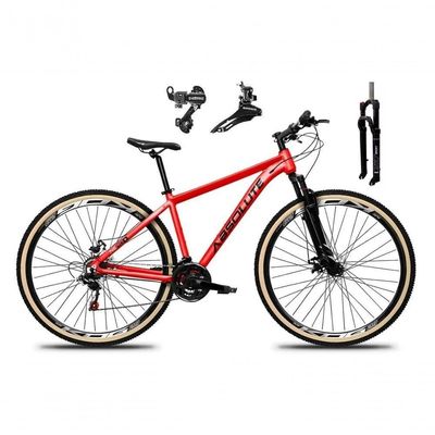Bicicleta Aro 29 Absolute Nero 5 Alumínio Câmbios Shimano 24v Garfo Com Trava Mountain Bike Vermelho 17