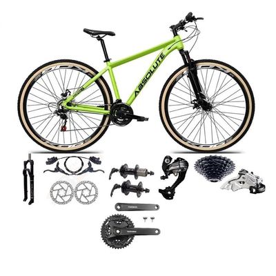 Bicicleta Aro 29 Absolute Nero 5 Câmbios Shimano Altus 27v Freio Hidráulico Garfo Com Trava Verde 17
