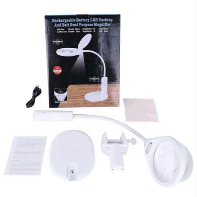 Lupa Led De Mesa Bancada Luminaria 2 Em 1 Clip Iluminacao Lente Aumento