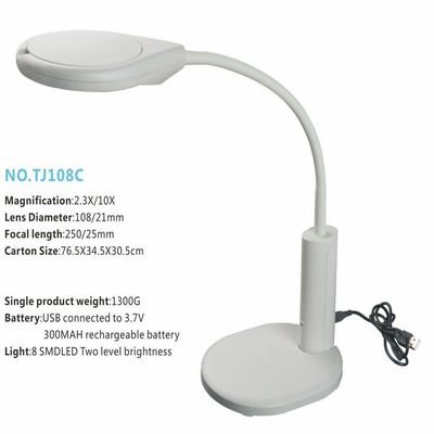 Lupa Led De Mesa Bancada Luminaria 2 Em 1 Clip Iluminacao Lente Aumento