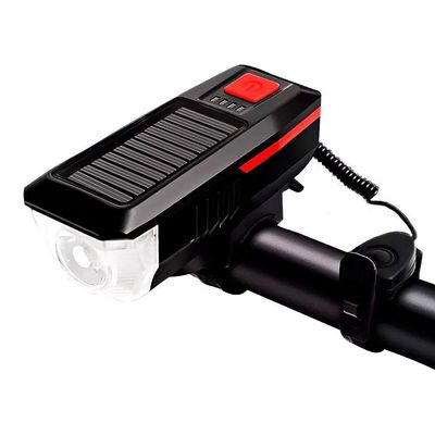 Lanterna E Buzina Solar Para Bicicleta – E Visibilidade Dia E Noite Recarregável Sinalizador