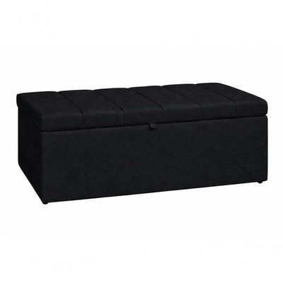 Recamier Calçadeira Baú Carla Para Quarto Cama Queen 160 Cm Suede Preto Do Lar Móveis E Decoração