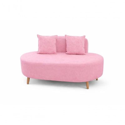 Sofá Orgânico Feijão Para Sala Quarto Closet 115 Cm Com 02 Almofadas Tecido Suede Rosa Do Lar Móveis E Decoração