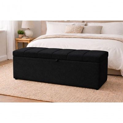 Recamier Calçadeira Baú Carla Para Quarto Cama Queen 160 Cm Suede Preto Do Lar Móveis E Decoração