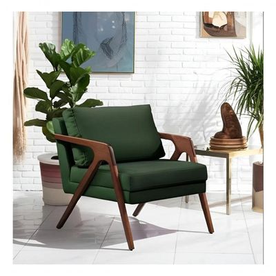 Kit 02 Poltronas Decorativa Mona Luxo Base De Madeira Maciça Sala Recepção Veludo Verde Do Lar Móveis E Decoração