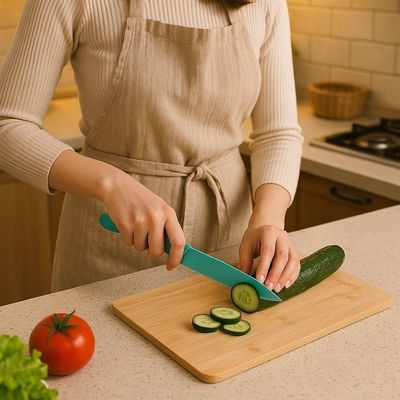 Facas Coloridas Ceramica Aco Inox Cabo Plastico Cozinha Cheff Utensilios Kit 4 Pecas