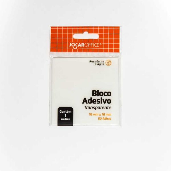 BLOCO DE NOTAS ADESIVAS 76X76MM 50FL TRANSPARENTE LEONORA