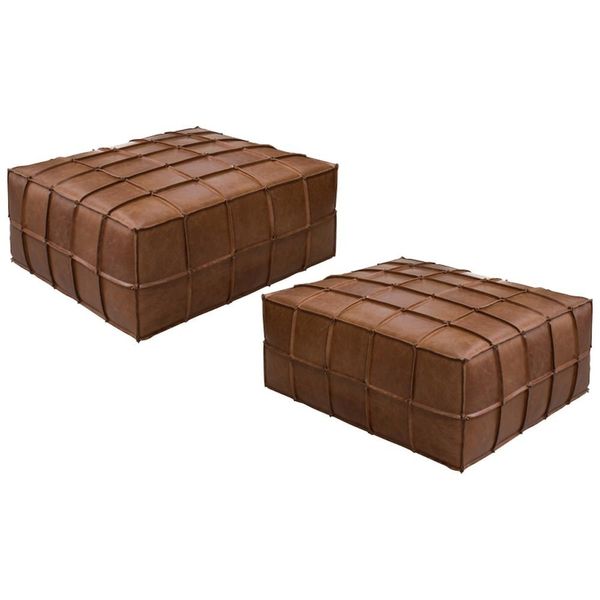 Kit 2 Puffs Decorativo Sala de Estar Frances Trio Couro Caramelo - Gran Belo Kit 2 Puffs Decorativo Sala de Estar Frances Trio Couro Caramelo - Gran Belo