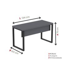 Mesa Escritório 1340x600x750mm M1340pe40tub Grafito-preto