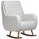 Poltrona De Amamentação Com Balanço Base Milka Sky D02 Linho Branco C-419 - Lyam Decor