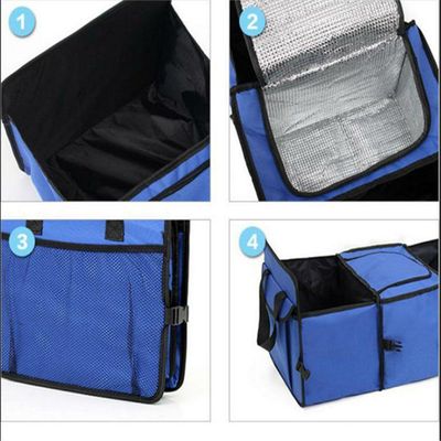 Organizador Carro Com área Térmica Porta Malas Dobrável Azul