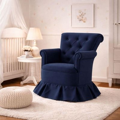 Poltrona Amentação Confortável Com Balanço Descanso Quarto Bebê Aconchego Suede Azul