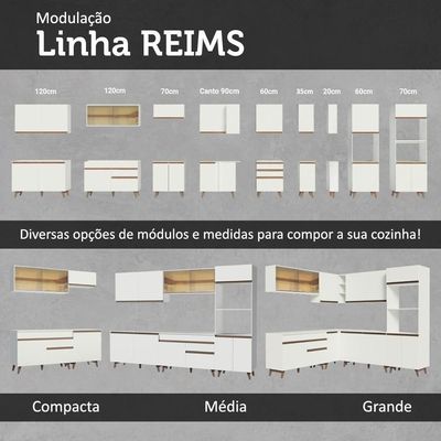 Armário Aéreo 70 Cm 2 Portas Branco Reims Madesa Branco