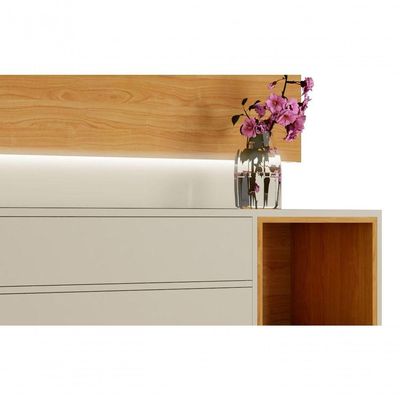 Rack Com Painel Delux 1.8 Com Led Off White Com Nature - Moveisaqui