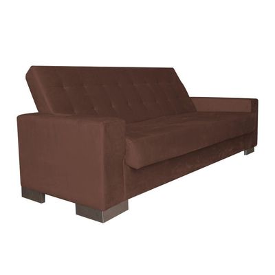 Sofá Cama 2 Lugares para Sala de Estar Lisboa Suede Marrom