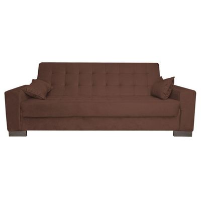 Sofá Cama 2 Lugares para Sala de Estar Lisboa Suede Marrom