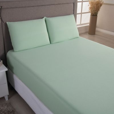 Jogo de Lençol Minimal Casal 3 Peças Malha 100% Algodão Liso - Verde