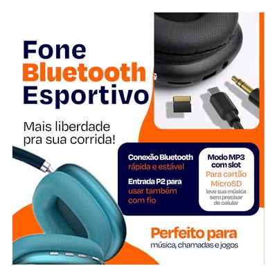 Headset Over Ear Wireless com Ajuste De Volume Lateral