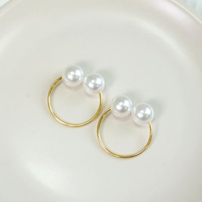 Kit 10 Anéis Para Guardanapos 4cm x 3cm Pérola Duplo Grande Mesa Posta - Dourado